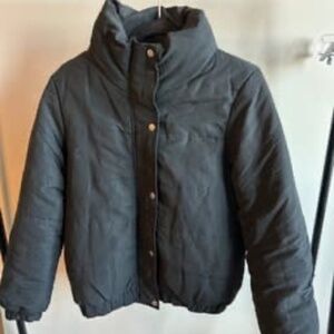 Black Cropped Puffer Jacket